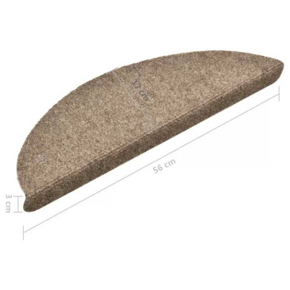 15 db öntapadós lépcsőszőnyeg 56 x 17 x 3 cm bézs félkör alakú
