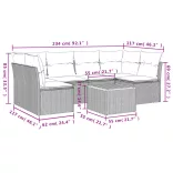 7 részes fekete polyrattan kerti ülőgarnitúra párnával