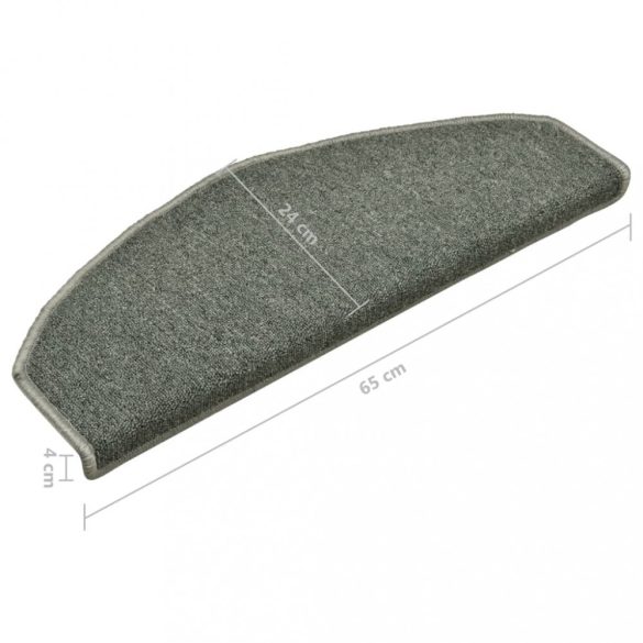 15 db sötétzöld, félkör alakú, nagy lépcsőszőnyeg 65 x 24 x 4 cm