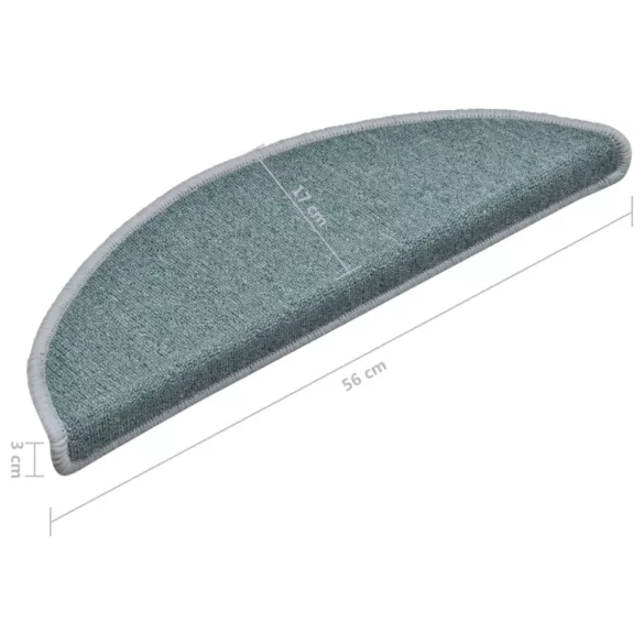 15 db lépcsőszőnyeg 56 x 17 x 3 cm tengerkék félkör alakú