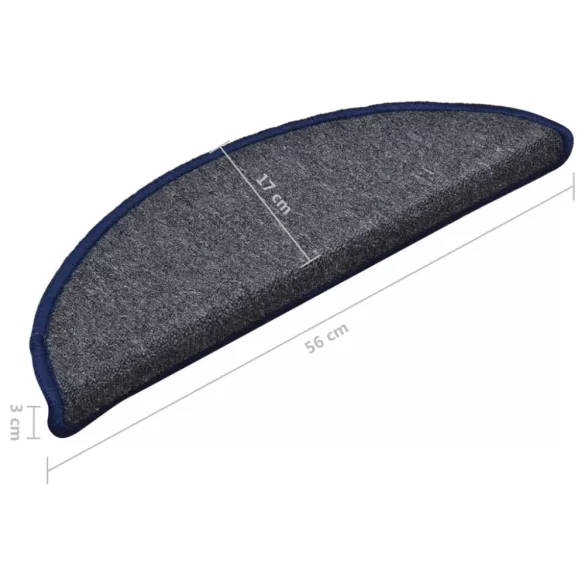 15 db sötétszürke és kék félkör alakú lépcsőszőnyeg 56 x 17 x 3 cm