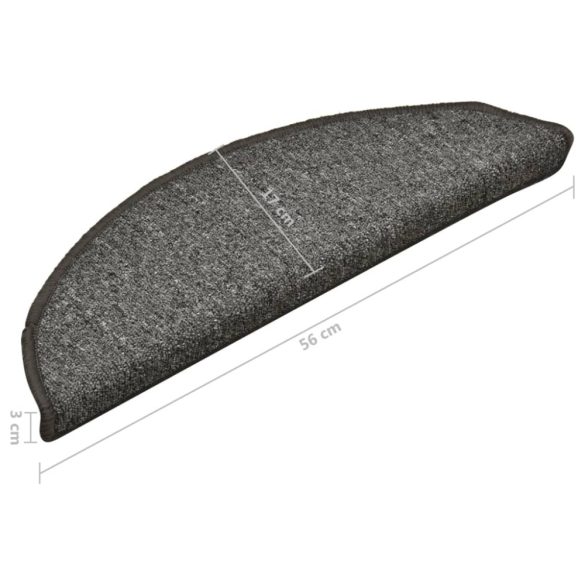15 db sötétszürke félkör alakú lépcsőszőnyeg 56 x 17 x 3 cm