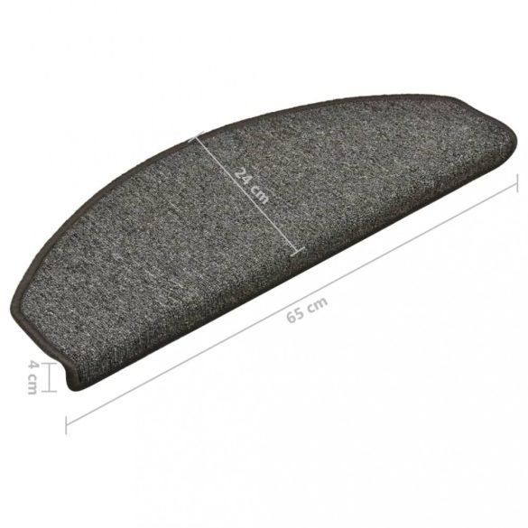 15 db sötétszürke, félkör alakú, nagy lépcsőszőnyeg 65 x 24 x 4 cm