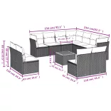 12 részes fekete polyrattan kerti ülőgarnitúra párnákkal