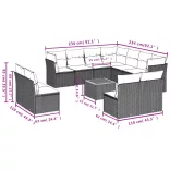 12 részes szürke polyrattan kerti ülőgarnitúra párnákkal