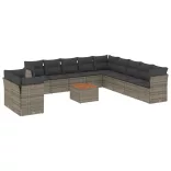 12 részes szürke polyrattan kerti ülőgarnitúra párnákkal