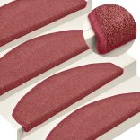15 db-os bordó félkör alakú lépcsőszőnyegek, 65 x 24 x 4 cm, nagy