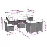 9 részes bézs polyrattan kerti ülőgarnitúra párnákkal