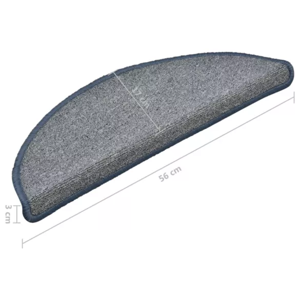 15 db világoskék és kék lépcsőszőnyeg, 56 x 17 x 3 cm, félkör alakú