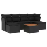 7 részes fekete polyrattan kerti ülőgarnitúra párnával