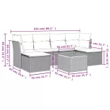 7 részes szürke polyrattan kerti ülőgarnitúra párnákkal