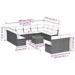 12 részes szürke polyrattan kerti ülőgarnitúra párnákkal