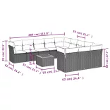 12 részes szürke polyrattan kerti ülőgarnitúra párnákkal