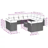 13 részes fekete polyrattan kerti ülőgarnitúra párnákkal