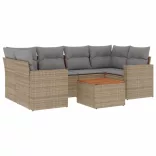 7 részes bézs polyrattan kerti ülőgarnitúra párnákkal