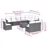11 részes szürke polyrattan kerti ülőgarnitúra párnákkal