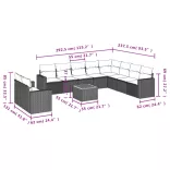 11 részes szürke polyrattan kerti ülőgarnitúra párnákkal