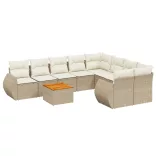 9 részes bézs polyrattan kerti ülőgarnitúra párnákkal