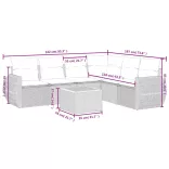 7 részes fekete polyrattan kerti ülőgarnitúra párnával