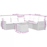 7 részes fekete polyrattan kerti ülőgarnitúra párnával