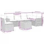 7 részes fekete polyrattan kerti ülőgarnitúra párnával