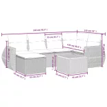 7 részes fekete polyrattan kerti ülőgarnitúra párnával