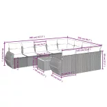 11 részes fekete polyrattan kerti ülőgarnitúra párnákkal