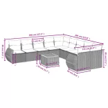 11 részes fekete polyrattan kerti ülőgarnitúra párnákkal