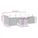 7 részes fekete polyrattan kerti ülőgarnitúra párnával