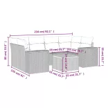 7 részes fekete polyrattan kerti ülőgarnitúra párnával