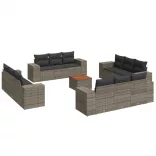 13 részes szürke polyrattan kerti ülőgarnitúra párnákkal