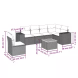 7 részes szürke polyrattan kerti ülőgarnitúra párnákkal