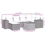 7 részes fekete polyrattan kerti ülőgarnitúra párnával