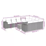 11 részes szürke polyrattan kerti ülőgarnitúra párnákkal