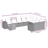 11 részes szürke polyrattan kerti ülőgarnitúra párnákkal