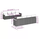 9 részes fekete polyrattan kerti ülőgarnitúra párnákkal