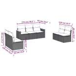 7 részes fekete polyrattan kerti ülőgarnitúra párnával