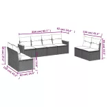 8 részes szürke polyrattan kerti ülőgarnitúra párnákkal