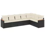 7 részes fekete polyrattan kerti ülőgarnitúra párnával