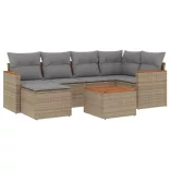 7 részes vegyes bézs polyrattan kerti ülőgarnitúra párnákkal