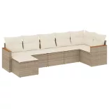 7 részes bézs polyrattan kerti ülőgarnitúra párnákkal