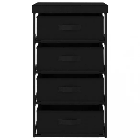 fekete acél tárolóállvány 4 szövetkosárral