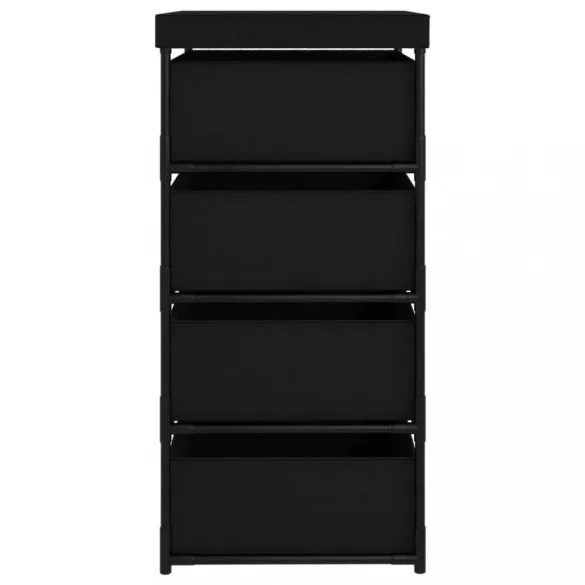 fekete acél tárolóállvány 4 szövetkosárral