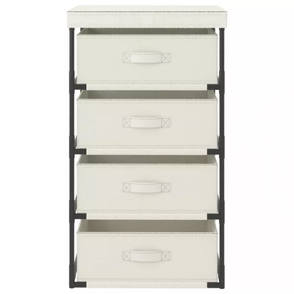 krémszínű acél tárolóállvány 4 szövetkosárral