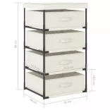 krémszínű acél tárolóállvány 4 szövetkosárral