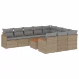 11részes vegyes bézs polyrattan kerti ülőgarnitúra párnákkal
