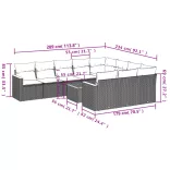 11 részes szürke polyrattan kerti ülőgarnitúra párnákkal