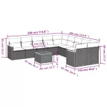 11 részes bézs polyrattan kerti ülőgarnitúra párnákkal