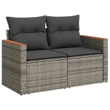 11 részes szürke polyrattan kerti ülőgarnitúra párnákkal