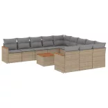 12 részes vegyes bézs polyrattan kerti ülőgarnitúra párnákkal